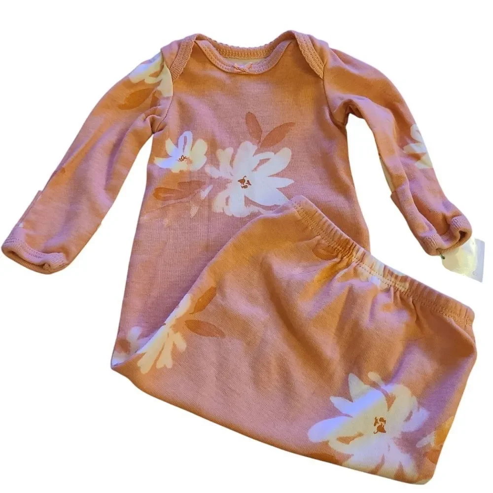 Carter's Preemie SleepSac Dusty Rose Floral Mitts‎ Gathered Bottom NEW